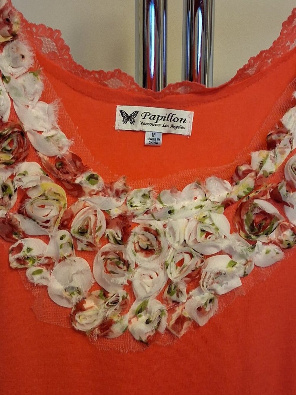NWOT Papillon Women's Floral Design Pink Camisole Top Sexy Tank Tops Slim Cami 8